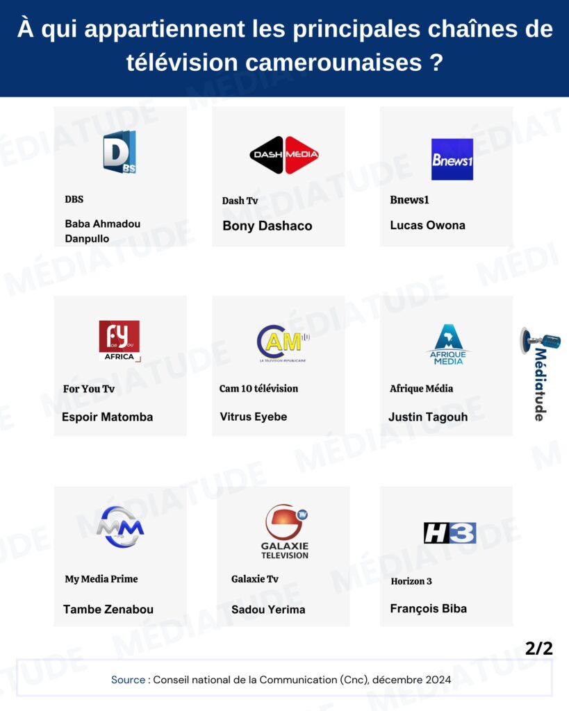 Infographie : À qui appartiennent les principales chaînes de télévision camerounaises ?